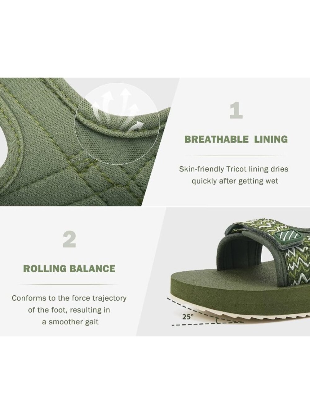 Women's Army Green Comfortable Arch Support Adjustable Strap Hiking Sandal Shoes - Picture 6 of 7